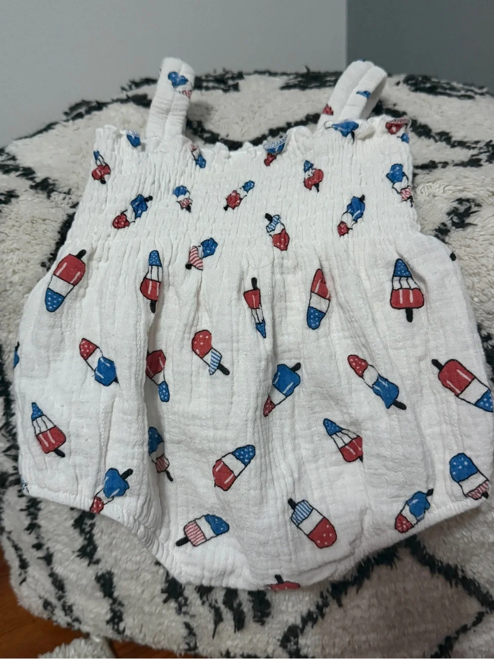 Baby Muslin Patriotic Popsicle Bubble Romper Approx. 18–24 M Red White Blue